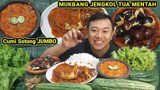 MUKBANG  LALAPAN JENGKOL MENTAH + SAMBAL TERASI + IKAN ASIN + SEAFOOD CUMI SOTONG PEDAS