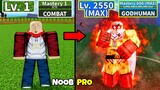 Beating Blox Fruits as Saitama! Lvl 0 to Max Lvl Full Human v4 Awakening Noob to Pro in Blox Fruits!