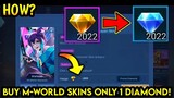 HOW TO USE PROMO DIAMOND AND BUY M-WORLD SKIN ONLY 1 DIAMOND?! 515 EVENT 2022 - MLBB