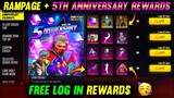 5TH Anniversary Event Free Fire + Rampage 4.0 Free Fire Login Rewards - Free Fire Max New Event