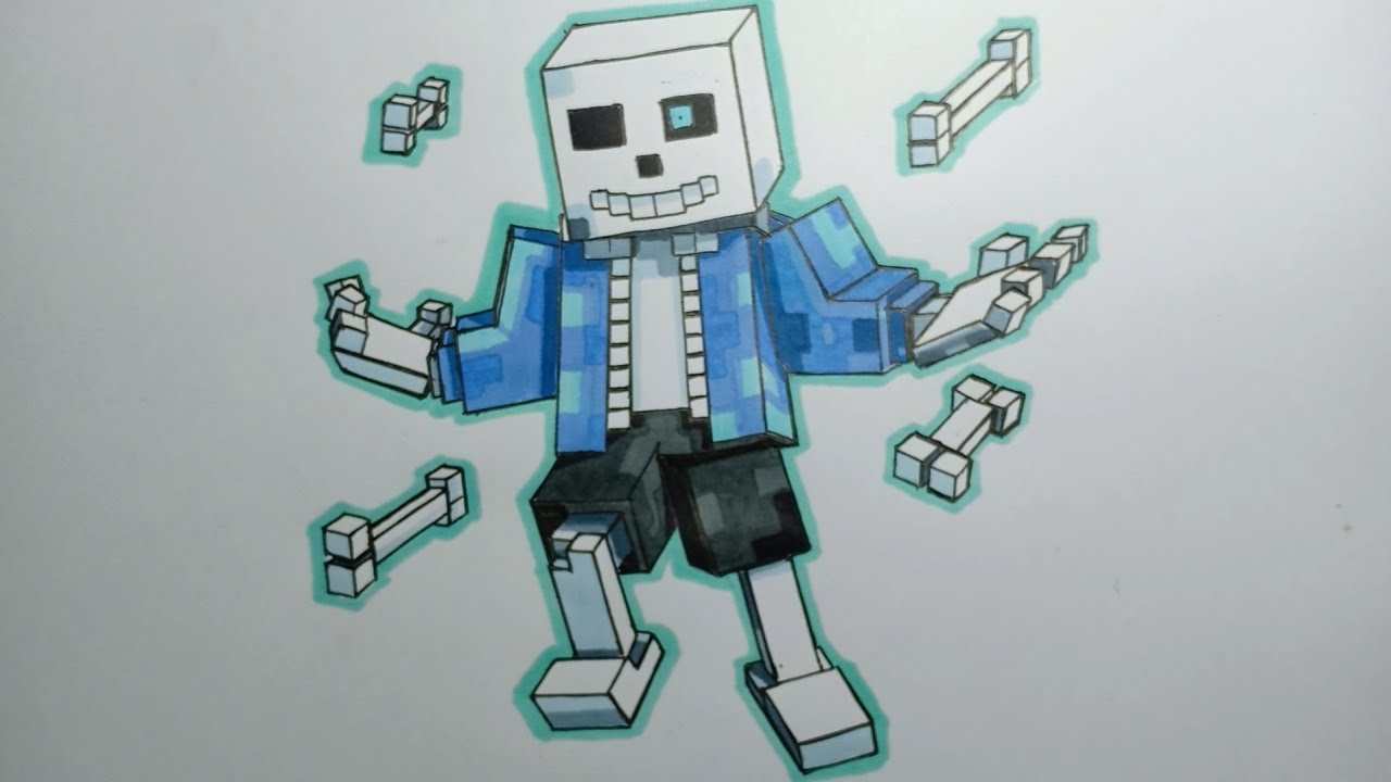 How To Draw Minecraft Sans very Easy Cách vẽ Sans Nghề Khai thác ...