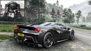 1100HP Ferrari 488 Pista | Forza Horizon 5 | Steering Wheel Gameplay