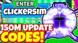 ALL NEW *150m EVENT* UPDATE OP CODES! Roblox Clicker Simulator codes 2022