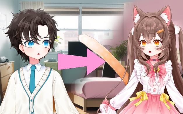 Revealing the whole process of a boy turning into a cat girl