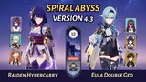 [Genshin Impact] | Raiden Hypercarry + Eula Double Geo - Spiral Abyss 4.3 | Floor 12 (9★)