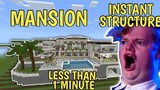How to Build a Mansion Less Than 1 Minute | Instant Structure No Maps No Addons