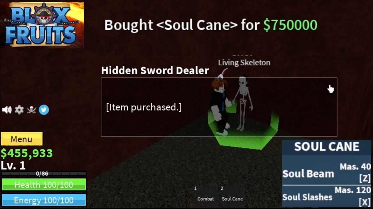 HOW TO GET SOUL CANE, SHOWCASE #Bloxfruit #onepiece #roblox #bloxfrui, Soul