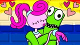 Rainbow Friends - Green and Mommy Long Legs Kiss?! Poppy Playtime Story Animation by GameToons