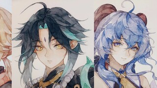 [Watercolor] Draw three lottery paintings in one go~