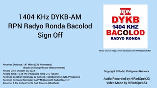 1404 KHz DYKB RPN Radyo Ronda Bacolod Sign Off (2024)
