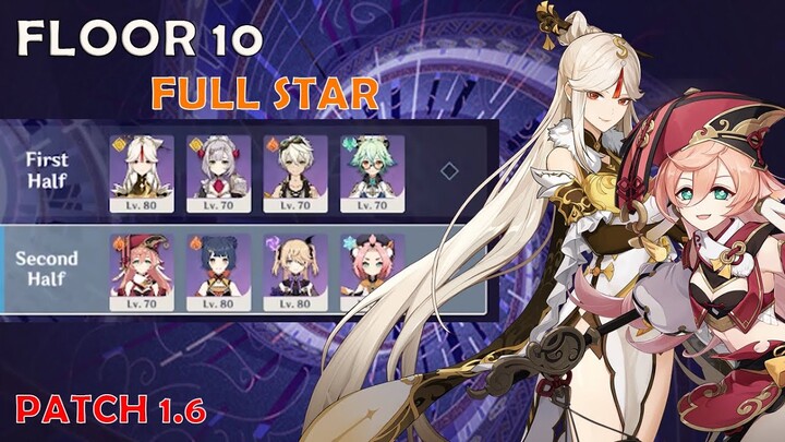 First Try 1.6 Spiral Abyss Floor 10 | 9 Star With 4 Star Character - Genshin Impact