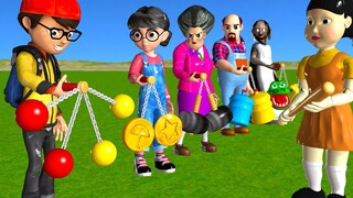 Scary Teacher 3D vs Squid Game Clackers Level Max 5 Times Challenge Miss T vs Nick and Tani Winning