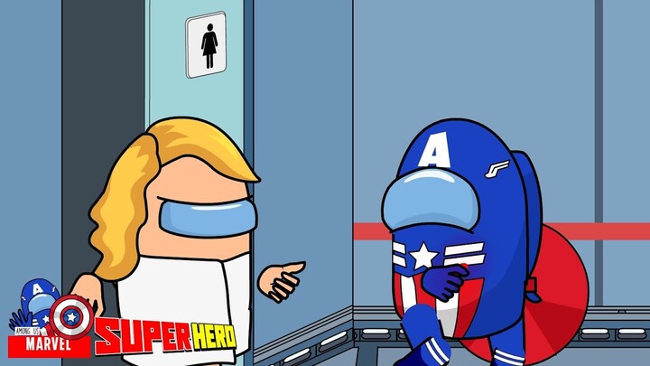 Captain America Peek in The Toilet Captain Marvel - Among Us Marvel