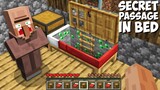 Why VILLAGER HIDE SECRET PASSAGE IN BED WITH SUPER EMERALD ITEMS in Minecraft ? SECRET BASE !