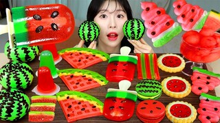 ASMR MUKBANG| 수박 디저트 아이스크림 마카롱 젤리 먹방 & 레시피 DESSERT ICE CREAM MACARONS EATING