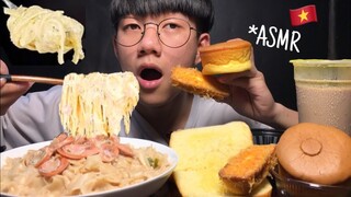 Zin ASMR | MUKBANG MÌ PHỞ SỐT SPAGHETTI & BÁNH MÌ RUỐC NGỌT