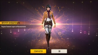 Comprando a Mikasa en Free Fire! Paquete Femenino Legión de Reconocimiento.