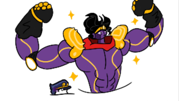 Star Platinum is a burly man