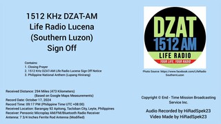 1512 KHz DZAT-AM Life Radio Lucena (Southern Luzon) Sign Off