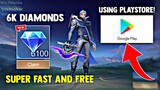 6K DIAMONDS SUPER FAST AND FREE USING PLAYSTORE! FREE DIAMONDS! LEGIT! HOW?! | MOBILE LEGENDS 2023