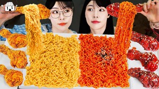 ASMR MUKBANG| 직접 만든 불닭볶음면 양념치킨 먹방 & 레시피 FRIED CHICKEN AND FIRE NOODLES EATING