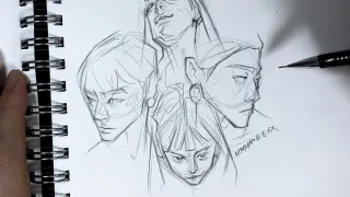 【Hand-painted】Don't stop daily practice! Hand drawn sketch of human face from different angles