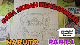 cara mudah menggambar anime Naruto . video lawas yg lupa upload part.1