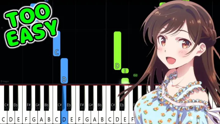 Centimeter - Kanojo, Okarishimasu! / Rental Girlfriend OP - EASY Piano Tutorial [animelovemen]