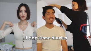 Living (sorta) Alone Diaries | Spring cleaning both apartments, Cutting my man's hair, Working Out