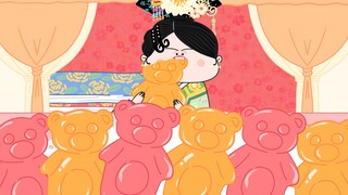 -Empresses in the Palace animation eating show｜Xia Dongchun shows off two oversized gummy bears in o