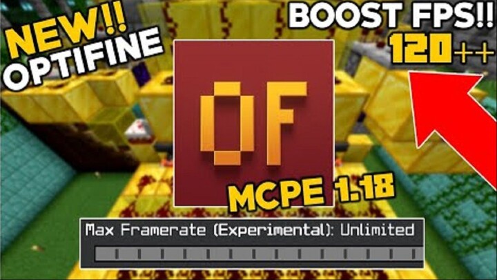 OPTIFINE MCPE 1.18 NO LAG + BOOST FPS !! ( BISA SETTING FPS ) - Minecraft Bedrock Indonesia