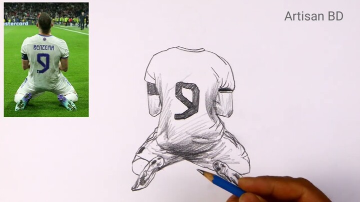 Drawing of Karim Benzema || Easy Pencil Sketch Benzema From Real Madrid