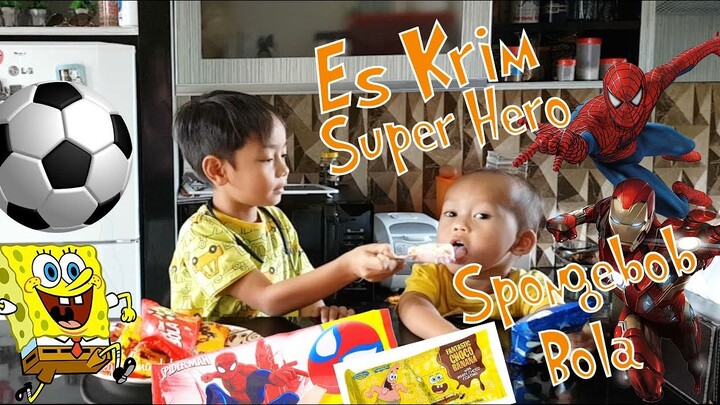 Icip-icip Ice Cream Super Hero, Spongebob dan Ice Cream Bola - Aa Satria dan Dede Sakti