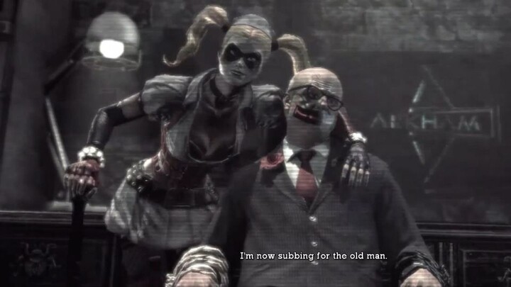 Harley Quinn Takes Quincy Sharp as Hostage (Batman Arkham Asylum)