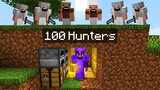 minecraft manhunt, but I secretly use lucky blocks (100 hunters)