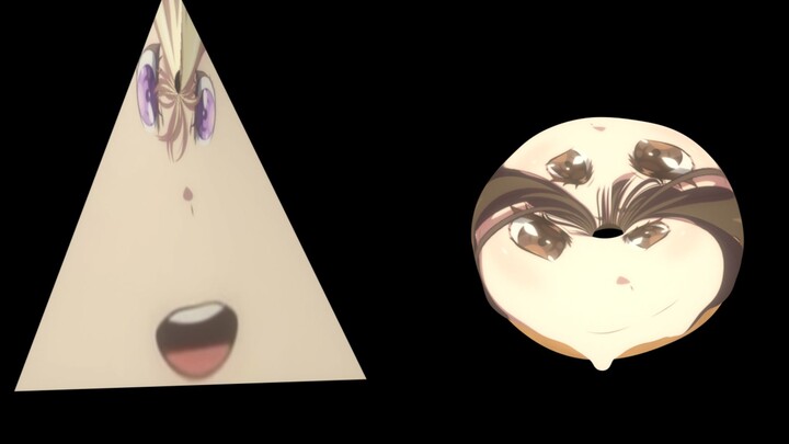 Triangle Chuhua and donuts rotate for one minute