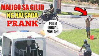 Maligo Sa Gilid ng Kalsada Prank | Huli may Pulis | Putingkamatis Request