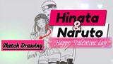 Sketsa gambar Hinata dan Naruto. "Happy Valentine".