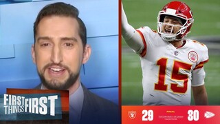 FIRST THINGS FIRST | Nick reacts to KC. Chiefs beat LA. Raiders 30-29 in Monday Night thriller