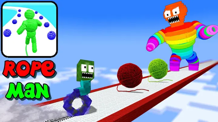 Monster School: ROPE MAN RUN CHALLENGE - Minecraft Animation