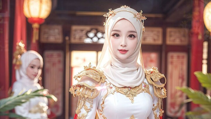 AI Hijab Lookbook, Majestic Gown Ch 1