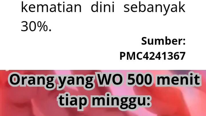 Menurut studi Aktivitas fisik 150 menit per-minggu dapat mengurangi risiko kematian dini.#fitness