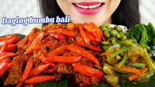 MAKAN DAGING BUMBU BALI, ACAR KUNING, PETE GORENG, NASI PUTIH | EATING SOUNDS