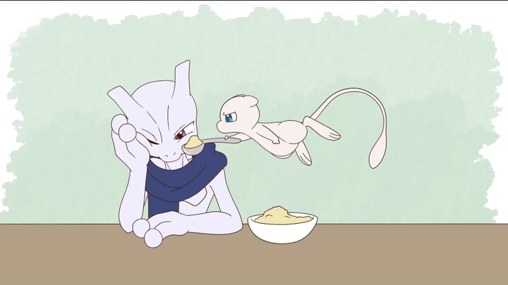 Mewtwo and Mew's daily life: Eat some bran flakes, they are so big.