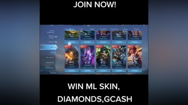 JOIN NOW! WIN MOBILE LEGENDS SKIN,DIAMONDS OR GCASH JUST FOLLOW THE EASY INSTRUCTION 💯 Legit mobilelegends mobilelegends_id mobilelegend foryou