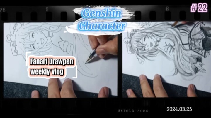 Drawing character Genshin yukkk 😍😍😍😍___🖋🖋🖋🖋
