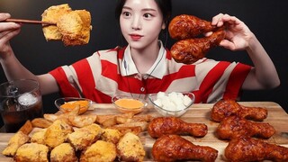 [Mukbang TV] - GÀ RÁN PHỦ BỘT PHÔ MAI, ĐÙI GÀ SỐT CAY | ASRM