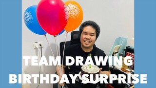 Team Drawing Birthday Surprise