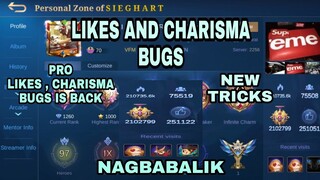 Likes And Charisma Bugs is Back | New Tricks Barats Patchs Mobile Legends