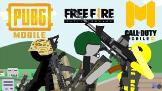 PUBG Mobile vs Free Fire vs Call of Duty Mobile - Pivot Stickman Animation